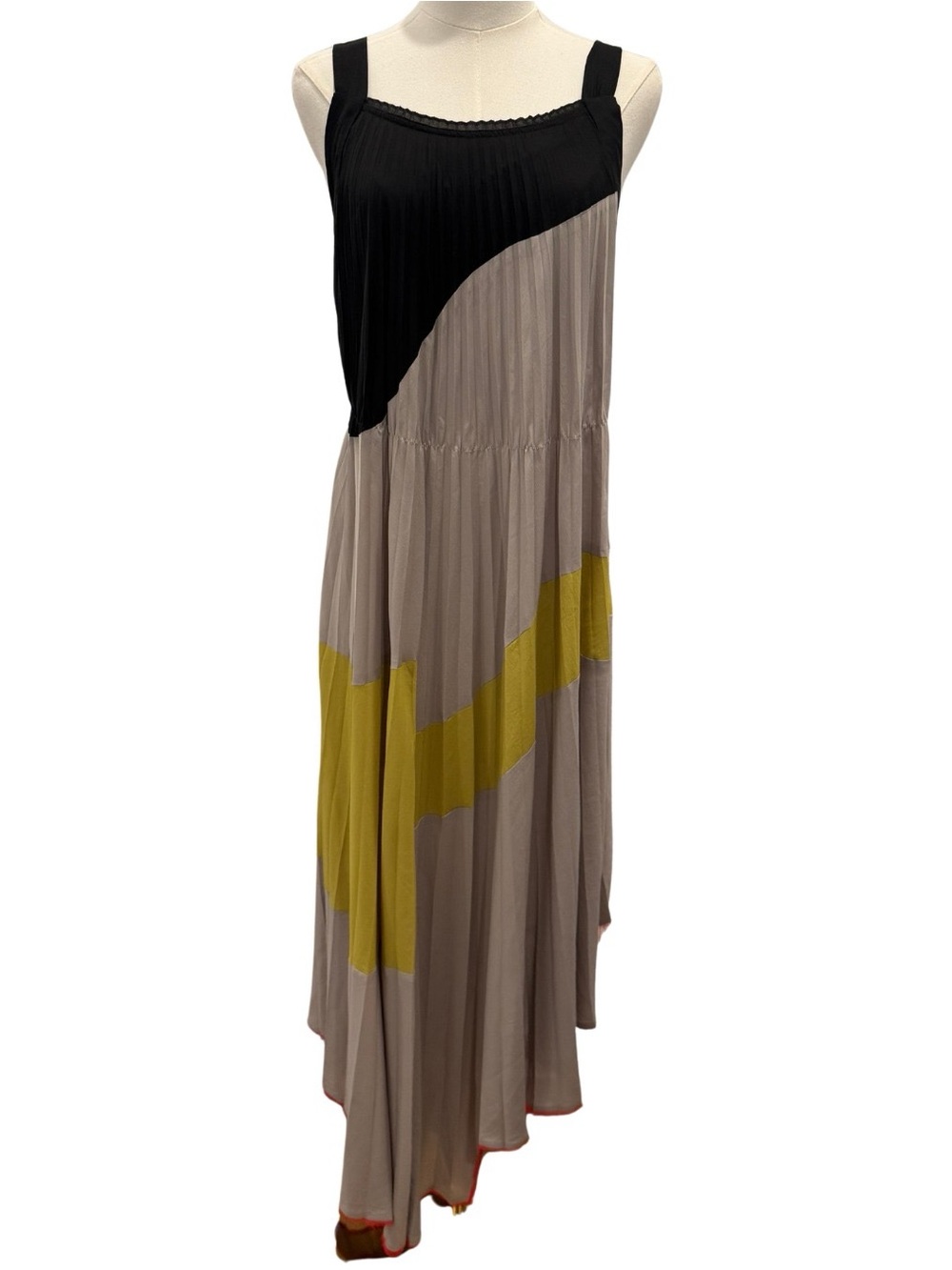 BCBGMaxAzria Colorblock Pleated Maxi Dress sz XS